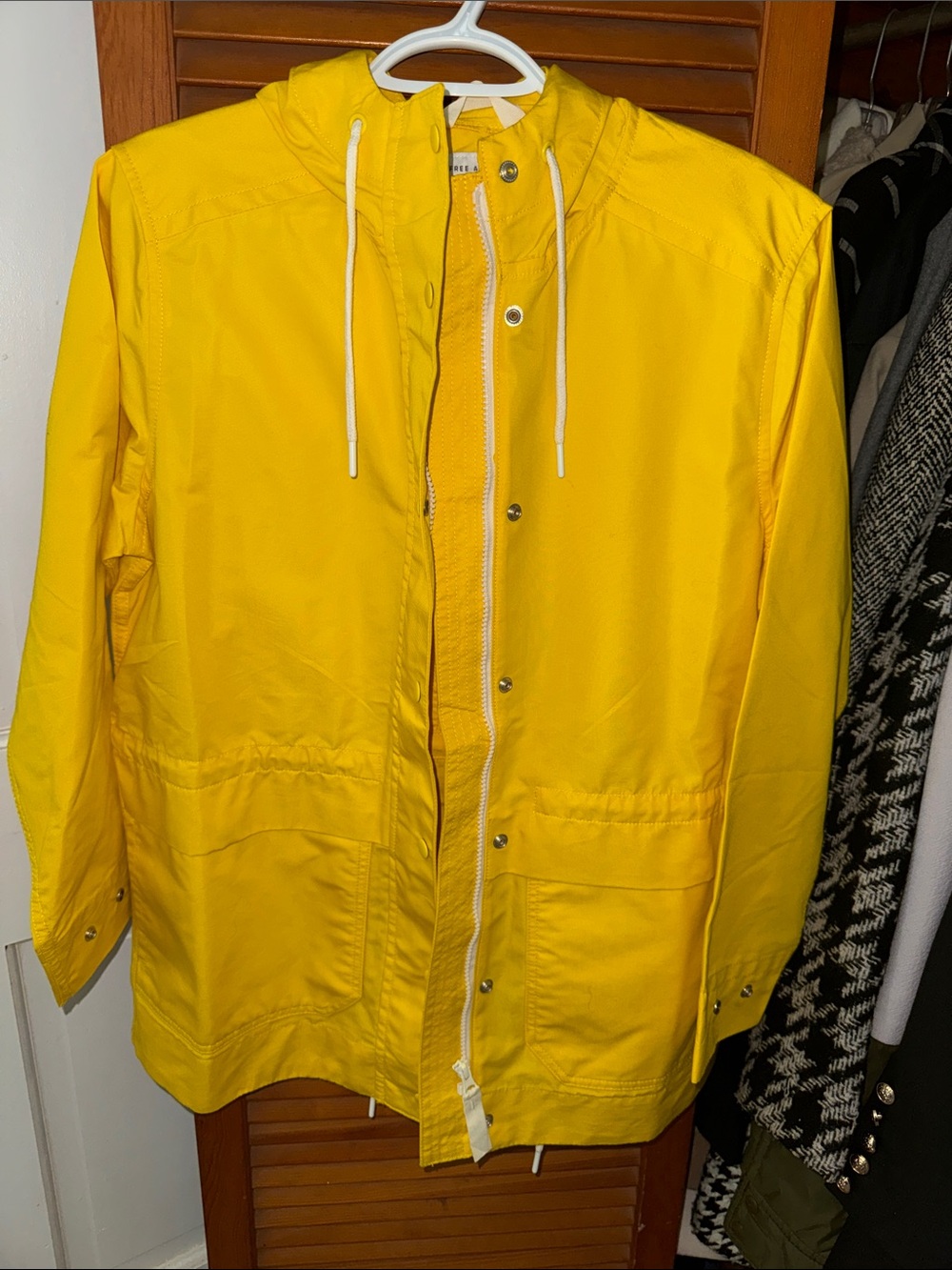 Yellow Hooded Rain Jacket - women